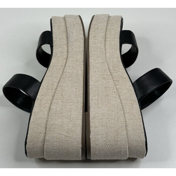 Steve Madden Merrcer Platform Slide Wedge Sandal Black Leather Womens 8M New - Picture 5 of 9